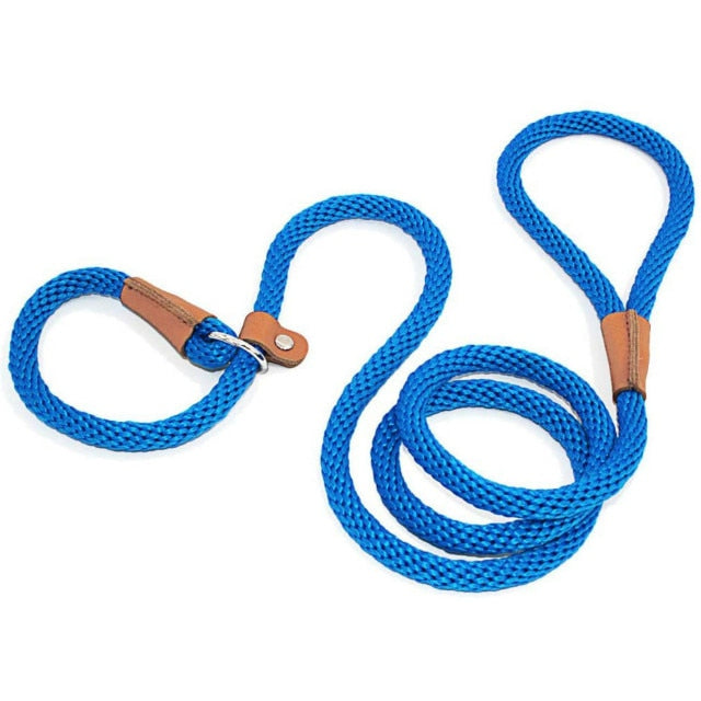 Dog Collar Dog Leash Slip Rope Lead Leash Heavy Duty Braided Rope Adjustable Loop Collar Training Leashes for Medium Large Dogs